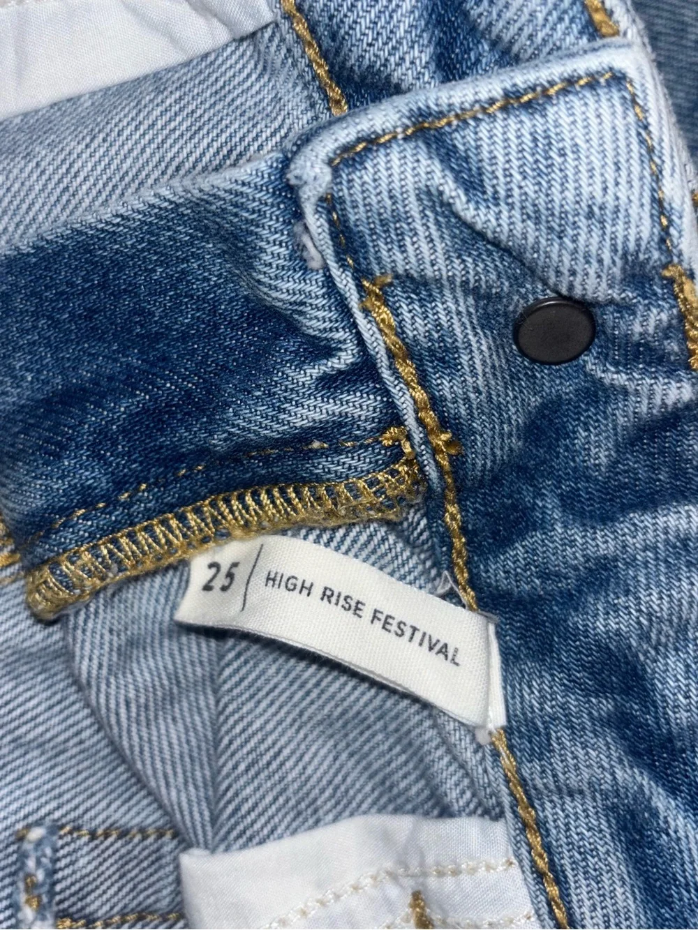 PacSun Festival High Rise Cutoff Jean Shorts Size 25 Light Wash Denim Raw Hem